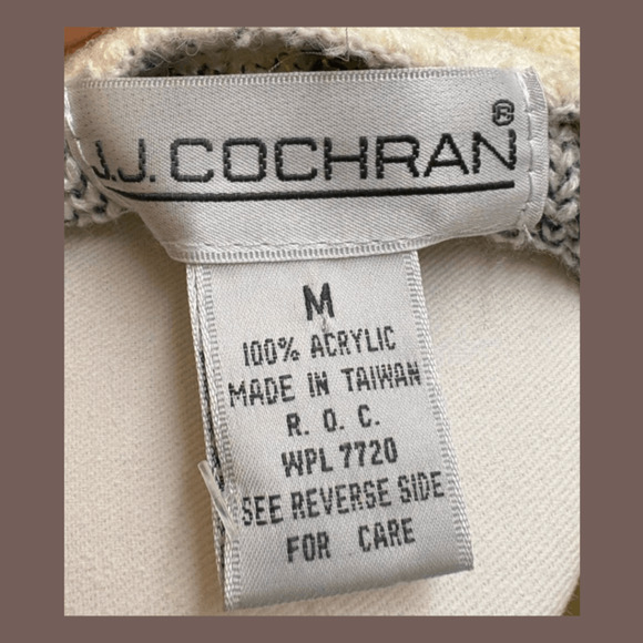 J.J. Cochran Cardigan | Cream Black Knit | Size M | Vintage - Picture 3 of 4
